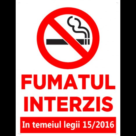 Indicator pentru fumatul interzis in temeiul legii 15/2016